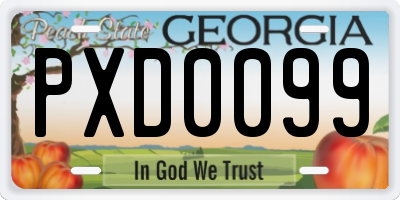 GA license plate PXD0099