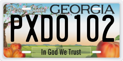 GA license plate PXD0102