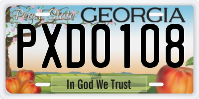 GA license plate PXD0108