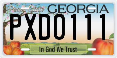 GA license plate PXD0111