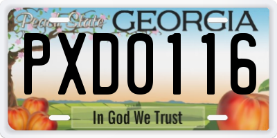 GA license plate PXD0116