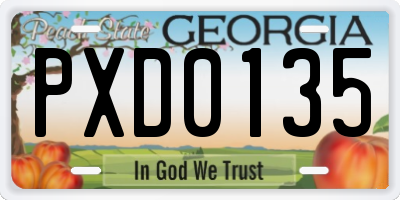 GA license plate PXD0135