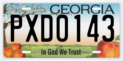 GA license plate PXD0143