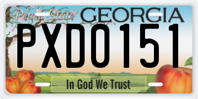 GA license plate PXD0151