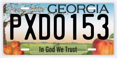 GA license plate PXD0153