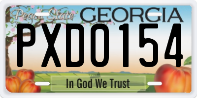 GA license plate PXD0154