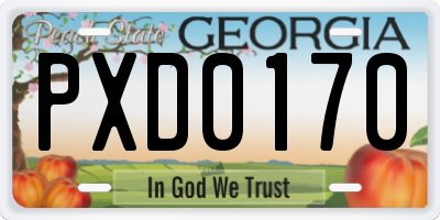 GA license plate PXD0170