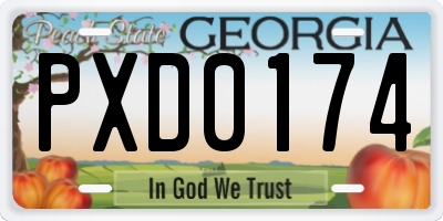 GA license plate PXD0174