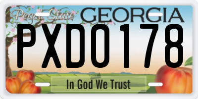 GA license plate PXD0178