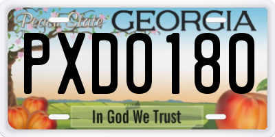 GA license plate PXD0180