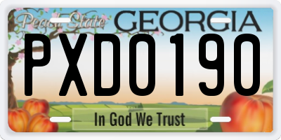GA license plate PXD0190