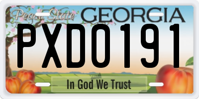 GA license plate PXD0191