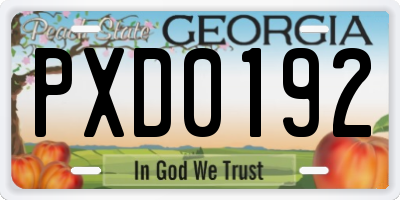 GA license plate PXD0192