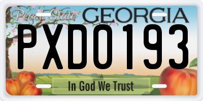 GA license plate PXD0193