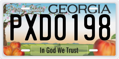 GA license plate PXD0198