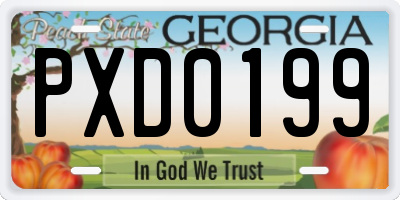GA license plate PXD0199