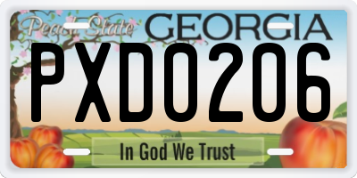 GA license plate PXD0206