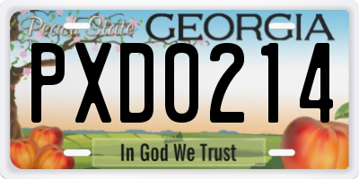 GA license plate PXD0214