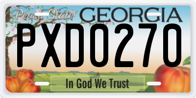 GA license plate PXD0270