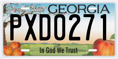 GA license plate PXD0271