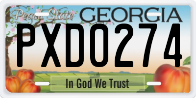 GA license plate PXD0274