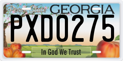 GA license plate PXD0275