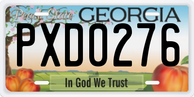 GA license plate PXD0276