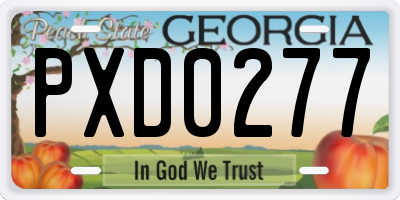 GA license plate PXD0277