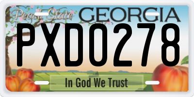 GA license plate PXD0278