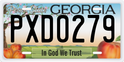 GA license plate PXD0279
