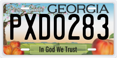 GA license plate PXD0283