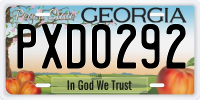 GA license plate PXD0292