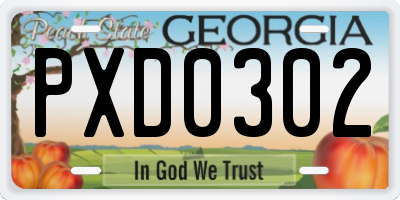 GA license plate PXD0302