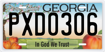 GA license plate PXD0306