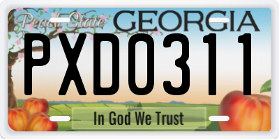 GA license plate PXD0311