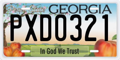 GA license plate PXD0321