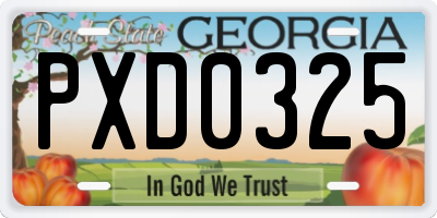 GA license plate PXD0325