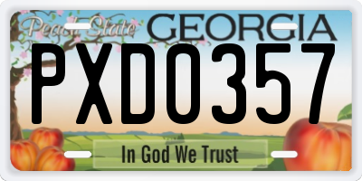 GA license plate PXD0357
