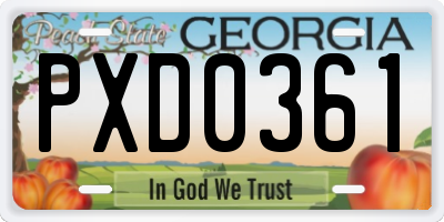 GA license plate PXD0361