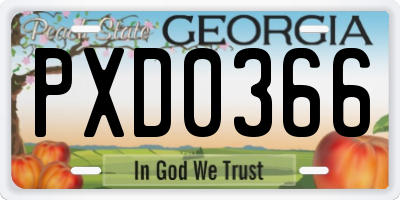 GA license plate PXD0366