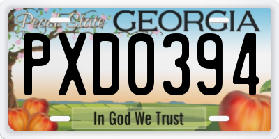 GA license plate PXD0394