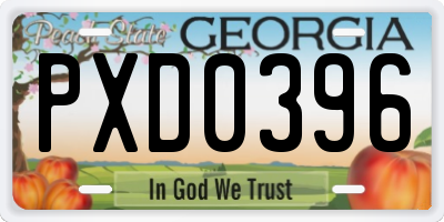 GA license plate PXD0396