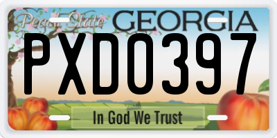 GA license plate PXD0397