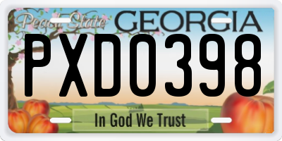 GA license plate PXD0398