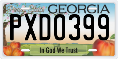 GA license plate PXD0399