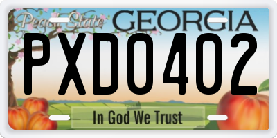 GA license plate PXD0402