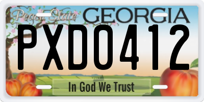 GA license plate PXD0412