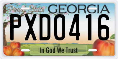 GA license plate PXD0416