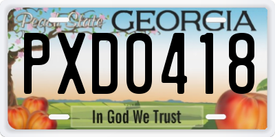 GA license plate PXD0418