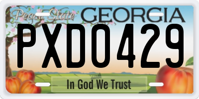GA license plate PXD0429